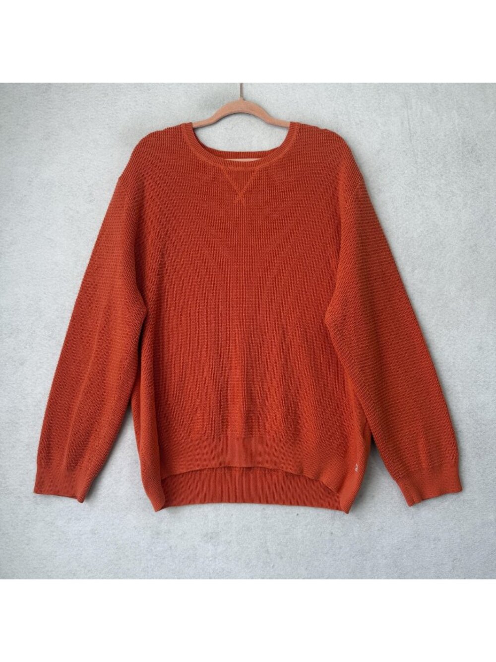 Levi's Sweater Mens 2XL Orange Cotton Waffle Knit Crewneck Pullover Casual